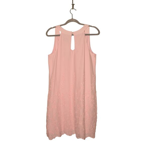 BEIGE BY ECI NEW $149 Soft Pink Floral Embroidered Sleeveless Shift Dress Medium - Picture 2 of 4